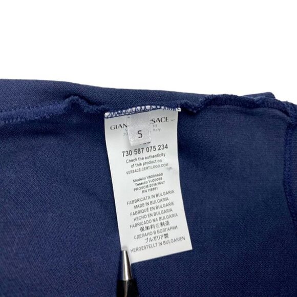 VERSACE Collection Men's Navy Blue Short Sleeve Pique Polo Shirt US S - Picture 9 of 9